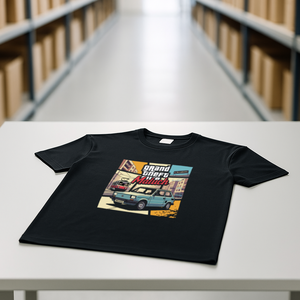 MALUCH FIAT 126p MALUCH KOSZULKA MĘSKA T-SHIRT CZARNY PREZENT URODZINY